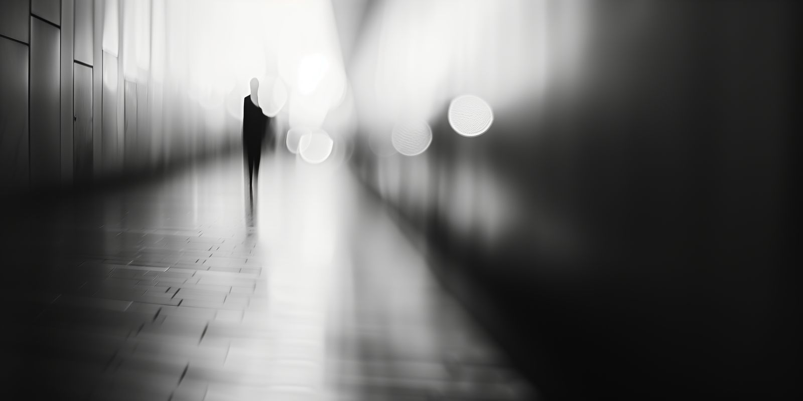 Eine einzelne dunkle Silhouette steht vor einem hellen, sanft verlaufenden Hintergrund in minimalistischer, moderner Bildsprache.