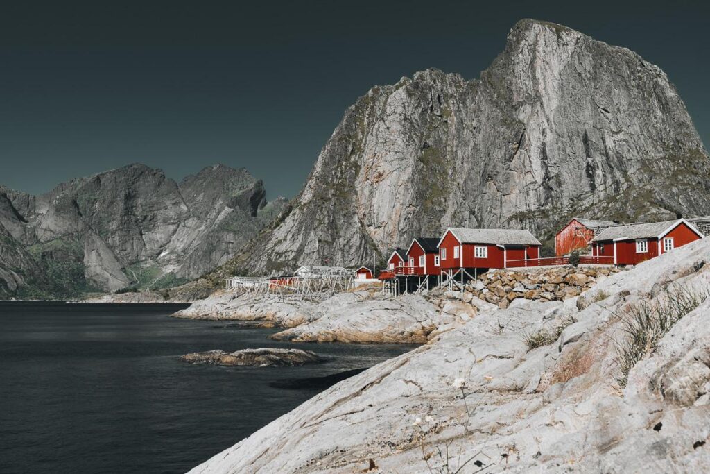 Hamnøy Fischerdorf Wandbild Lofoten Norwegen