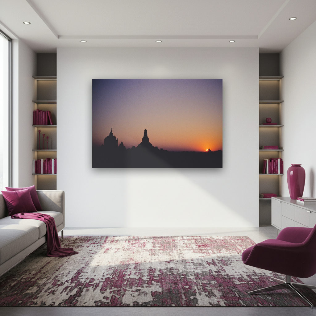 Bagan Pagoden Silhouetten im Sonnenuntergang – Myanmar Wandbild