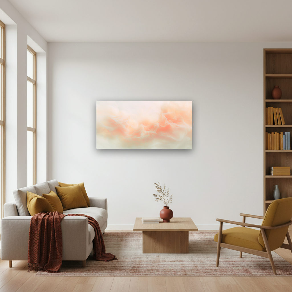 Abstraktes Panorama mit sanft geschwungenen Pastellwellen in vielfältigen Farben, weich verlaufend und minimalistisch gestaltet
