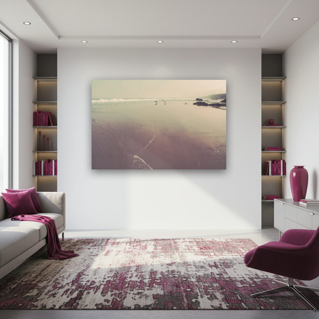 Minimalistische Fotografie der portugiesischen Atlantikküste mit ruhigem Meer, weitem Himmel und klaren Linien, aufgenommen von Fotograf Kurt Weigel.