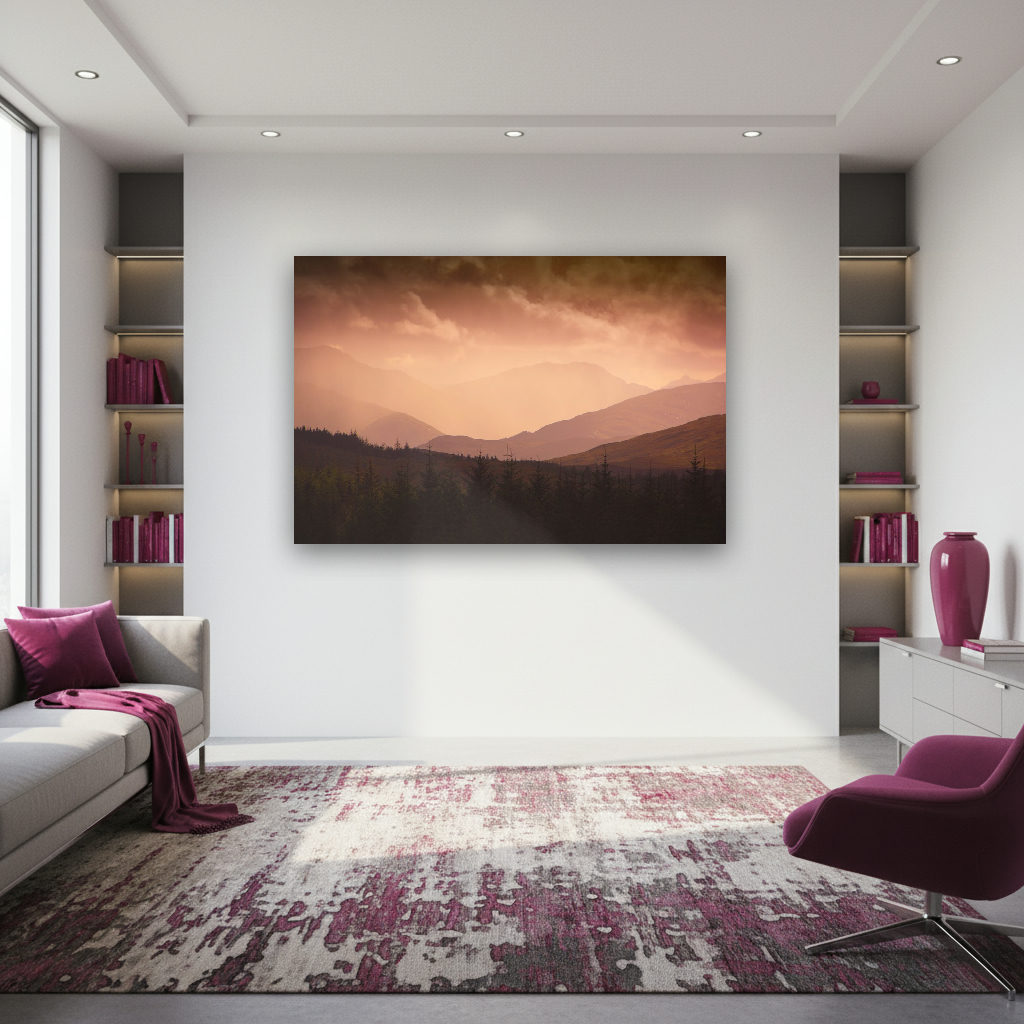 Mystisches Bergpanorama auf der Isle of Skye mit nebelverhangenen Gipfeln und vielfältigen Farben, fotografiert von Kurt Weigel.