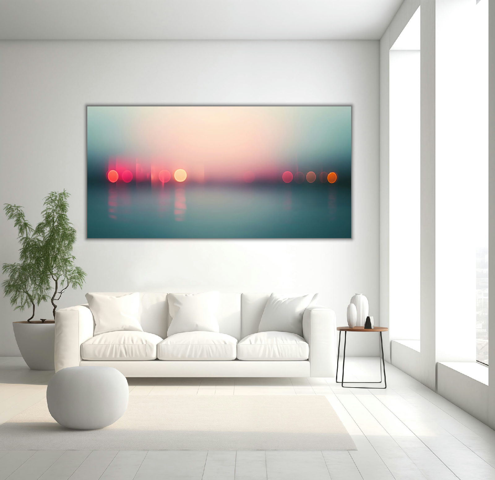 Sanfte Lichtreflexionen am Wasser – Abstraktes Wandbild für moderne Wohnräume